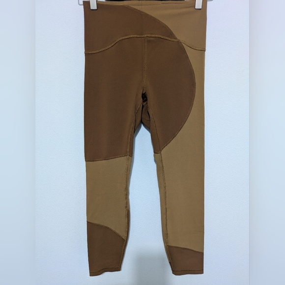 Lululemon Women Nulu Colour Block High-Rise Tight Leggings Brown Beige EUC Sz 6 - Picture 3 of 11
